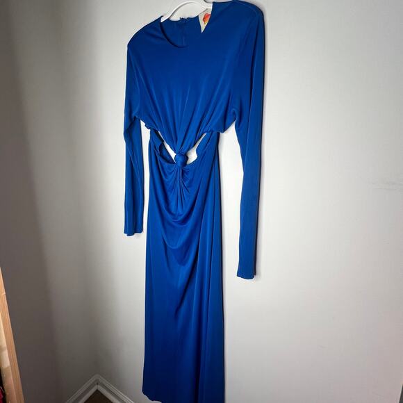 Farm Rio Royal Blue Knotted Cut Out Maxi Dress Size Large - Picture 5 of 9
